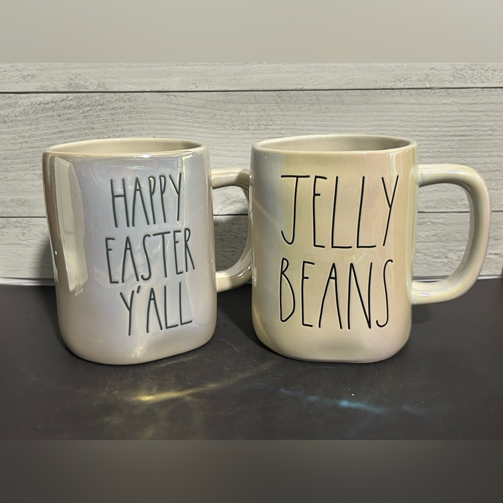 Rae Dunn Iridescent Mugs - Happy Easter Y'all & Jelly Beans
